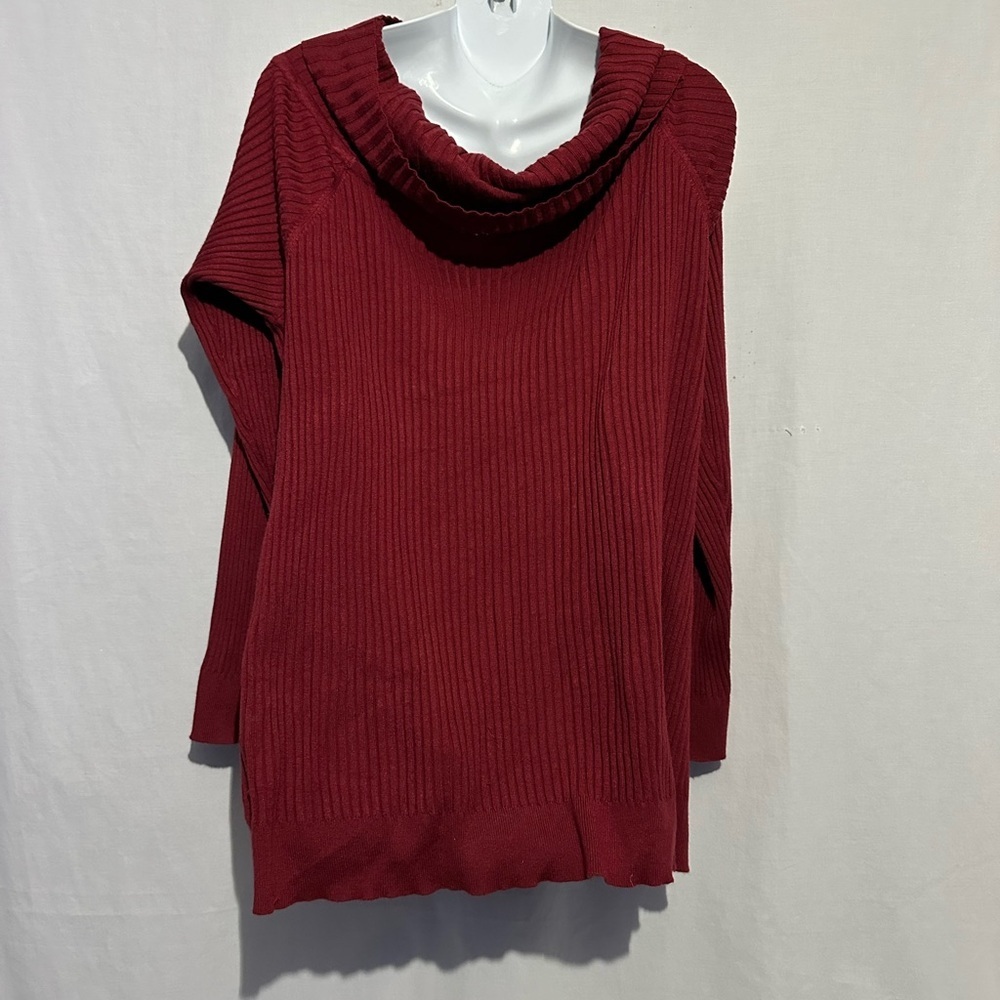 Lane Bryant Maroon Cowl Neck Sweater Women’s Size 22 - Picture 2 of 3